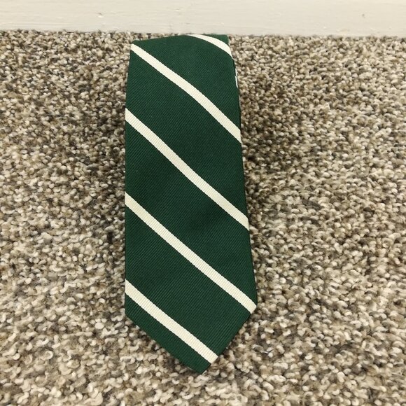 Vintage Polo Ralph Lauren Neck Tie Silk Repp Striped Green 58.5L 2.75W Italy - Picture 1 of 5